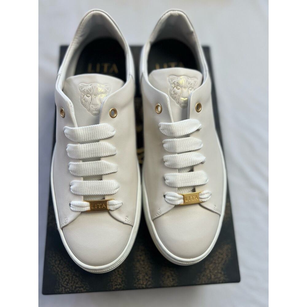 LITA BY CIARA ICON LO TOP CREAM/WHITE NAPA LEATHER Size 38/US 8 NEW $248